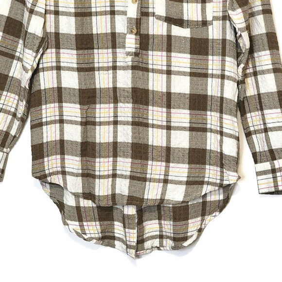 Anthropologie Plaid Button Back Long Sleeve Button Front Tunic Shirt Size XS - Picture 6 of 14